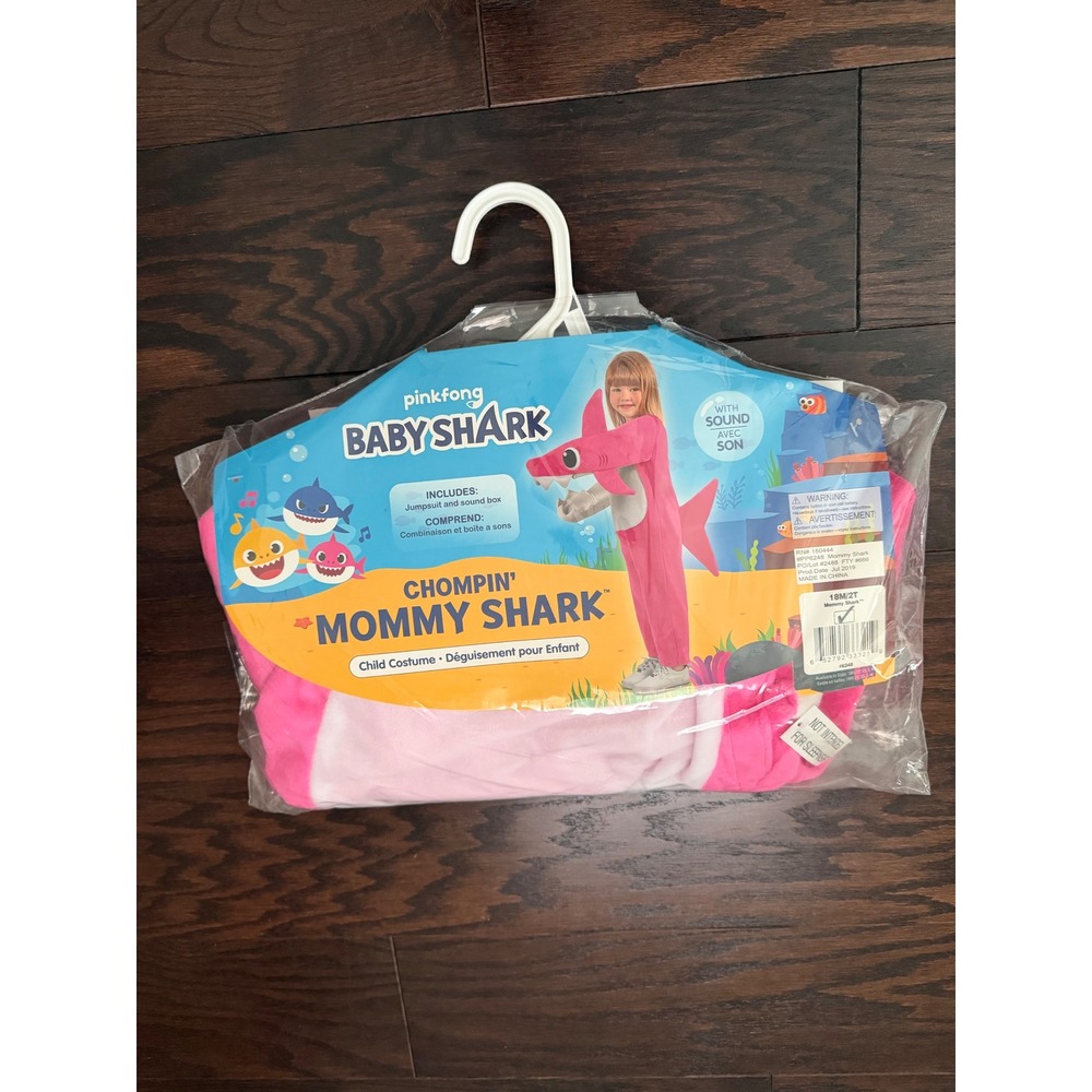 Pinkfong Baby Shark Chompin Mommy Shark Child Costume with Sound 18M 2T Pink
